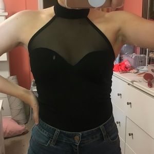 BooHoo bodysuit sheer top